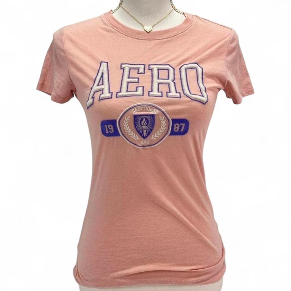 Baby Pink Aeropostale Y2K Fitted Classic Embroidered Baby Tee Short Sleeve small